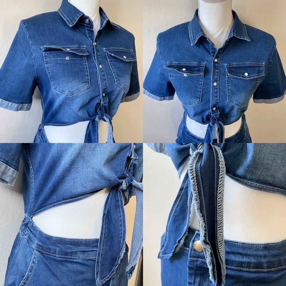 Windsor Blue Stretch Denim One-Piece Cut-Out Dress Women’s various sizes - Picture 13 of 16